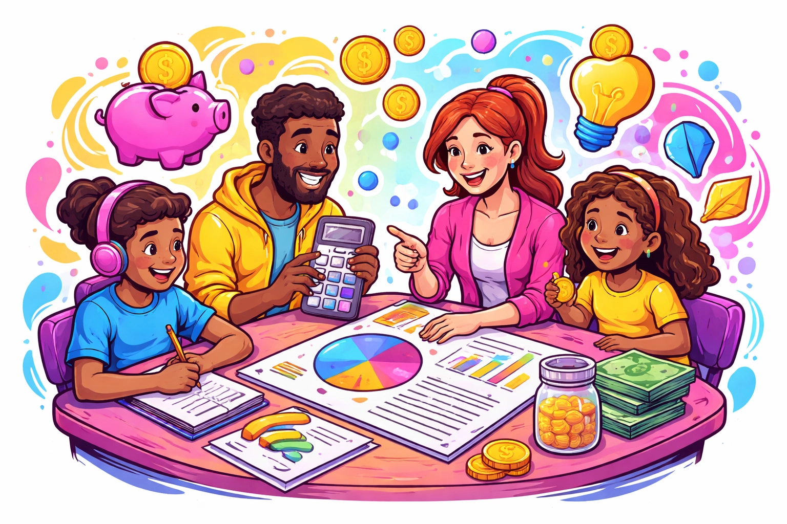 Diverse youth learning financial literacy and budgeting in a South Side Chicago classroom