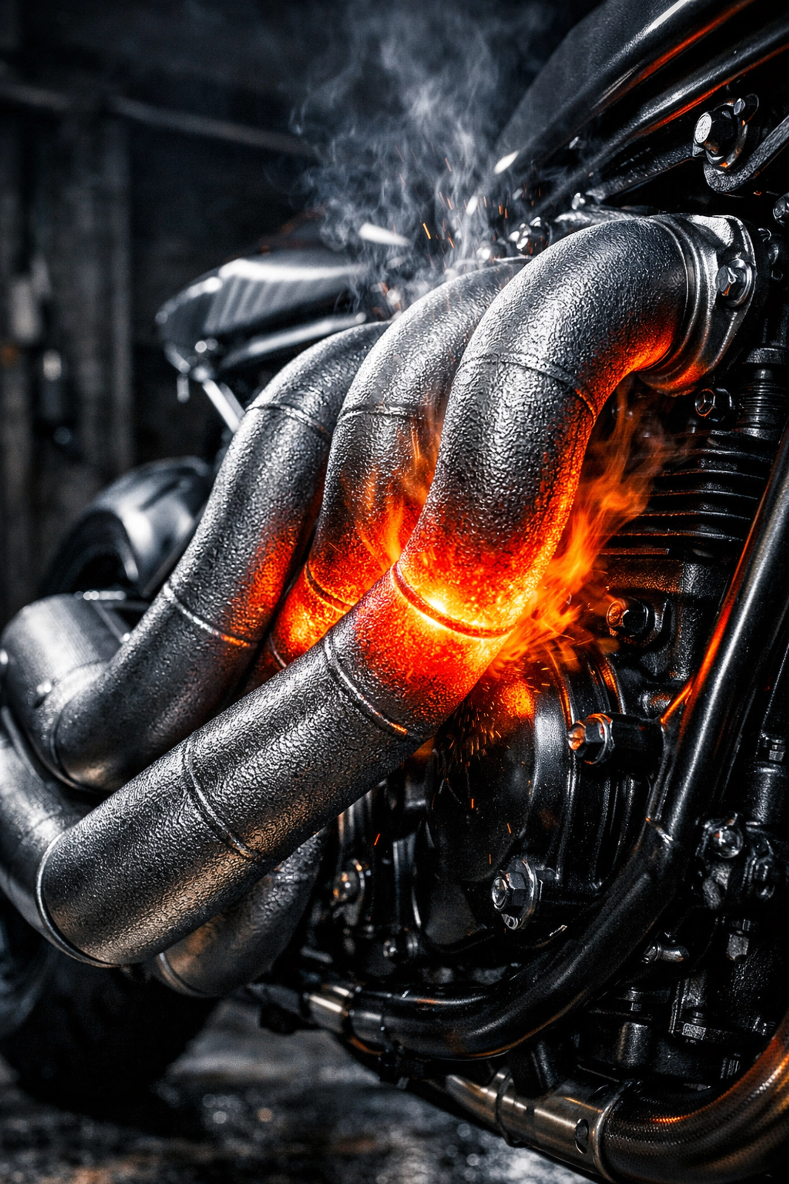 Ceramic coated motorcycle exhaust header withstanding extreme heat temperatures