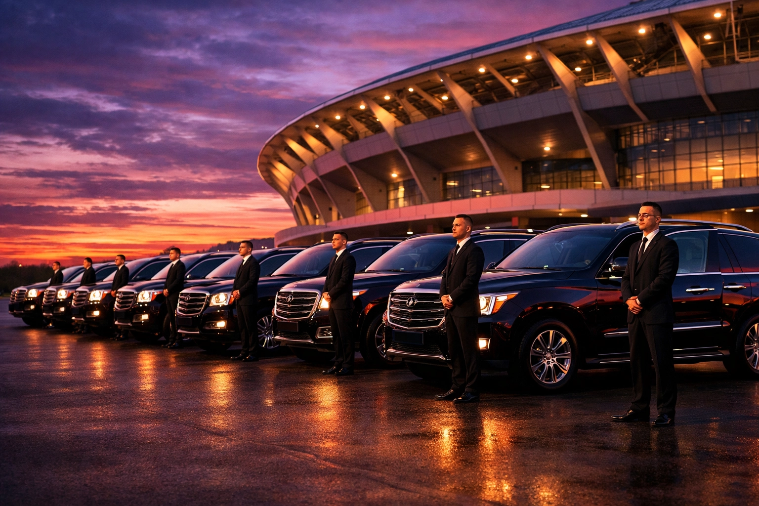 Luxury SUV fleet for Super Bowl corporate transportation and executive travel logistics