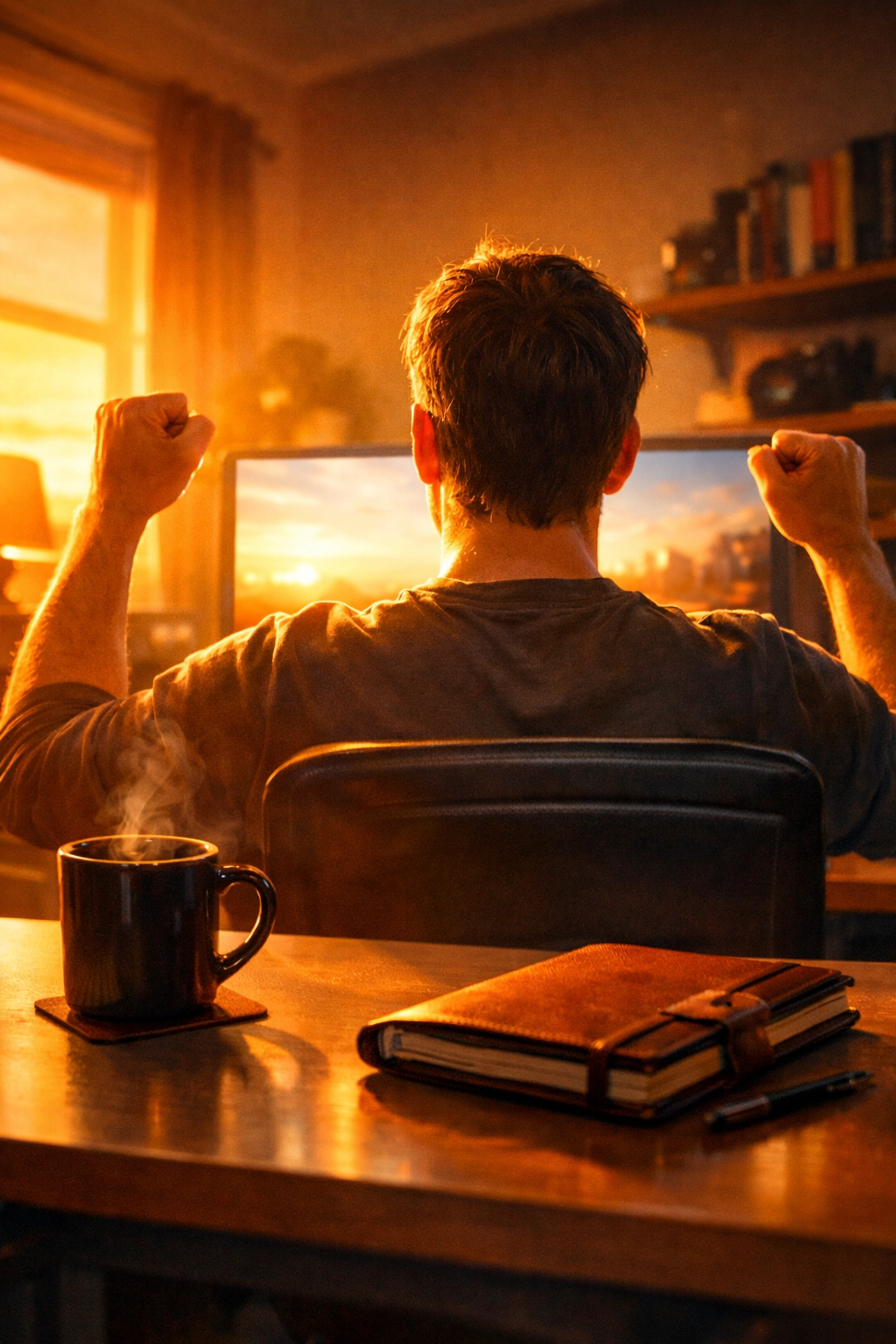 A happy blogger celebrating website monetization success after following the AdSense approval checklist.