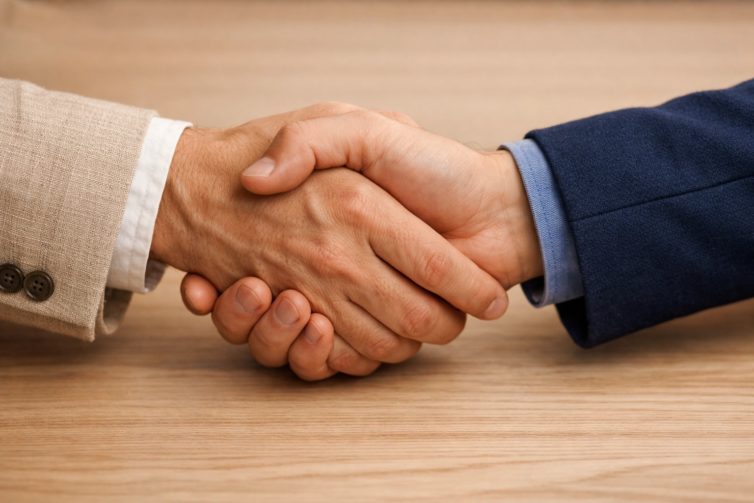 Close-up of a professional handshake representing local business trust and partnership in Seaham.