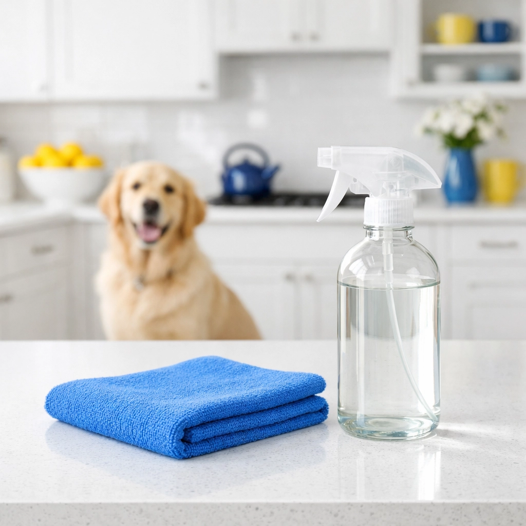 Modern kitchen featuring eco-friendly maid service Cambridge products for a healthy, pet-friendly home.