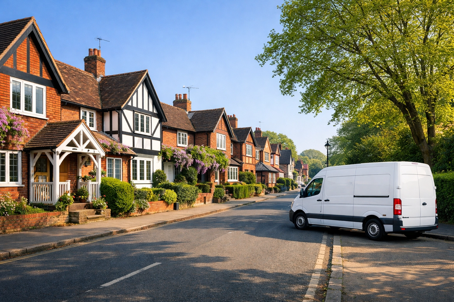 Local carpenter Surrey van Local carpenter van in Surrey residential area