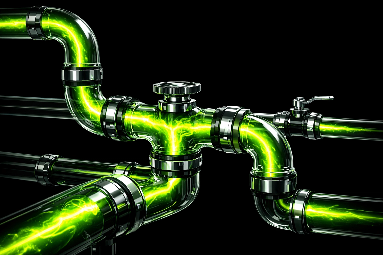 Network of modern pipes and valves illustrating professional plumbing infrastructure and SEO reliability.