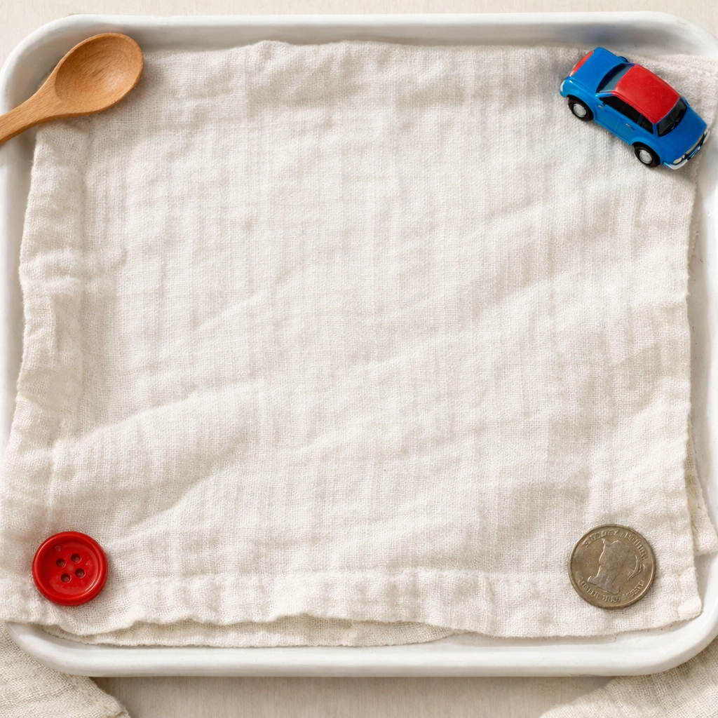 Geheugenspel met dienblad en voorwerpen voor concentratie training