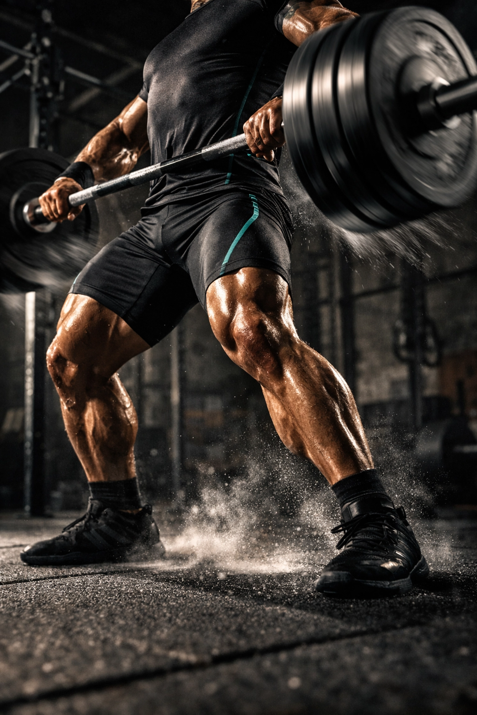 Athlete executing hang clean showing explosive hip extension for vertical jump training