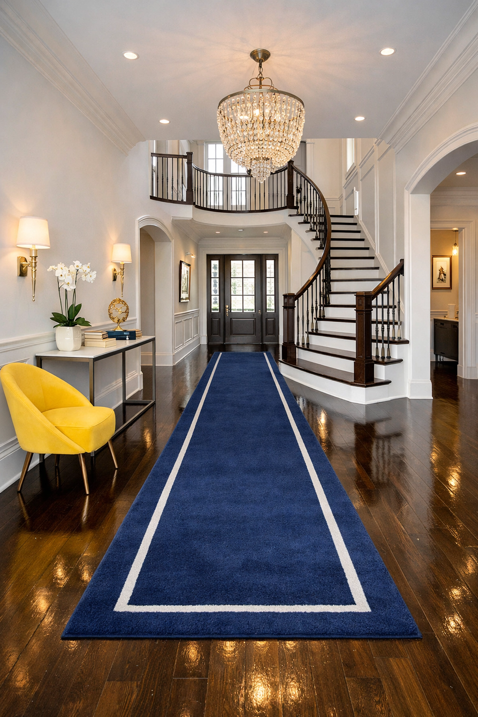Sparkling hardwood entryway in a Lexington home after a professional residential cleaning MA visit.