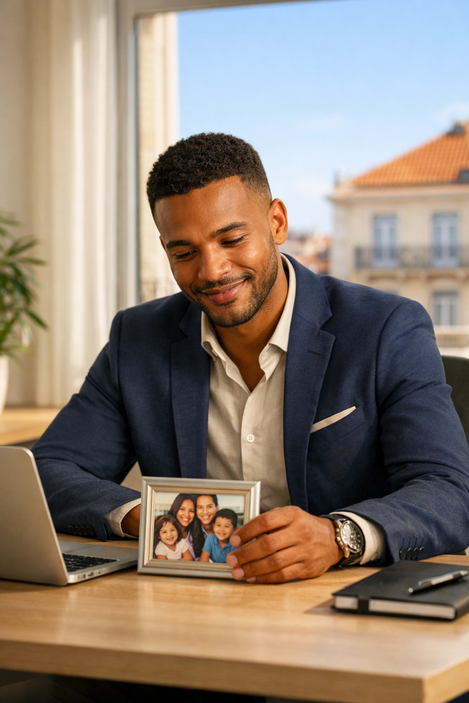 Profissional cabo-verdiano em Lisboa a planear o reagrupamento familiar com a sua família em Portugal.