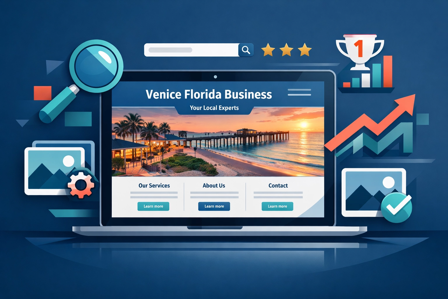 Venice Florida web design with professional photography and SEO optimization elements