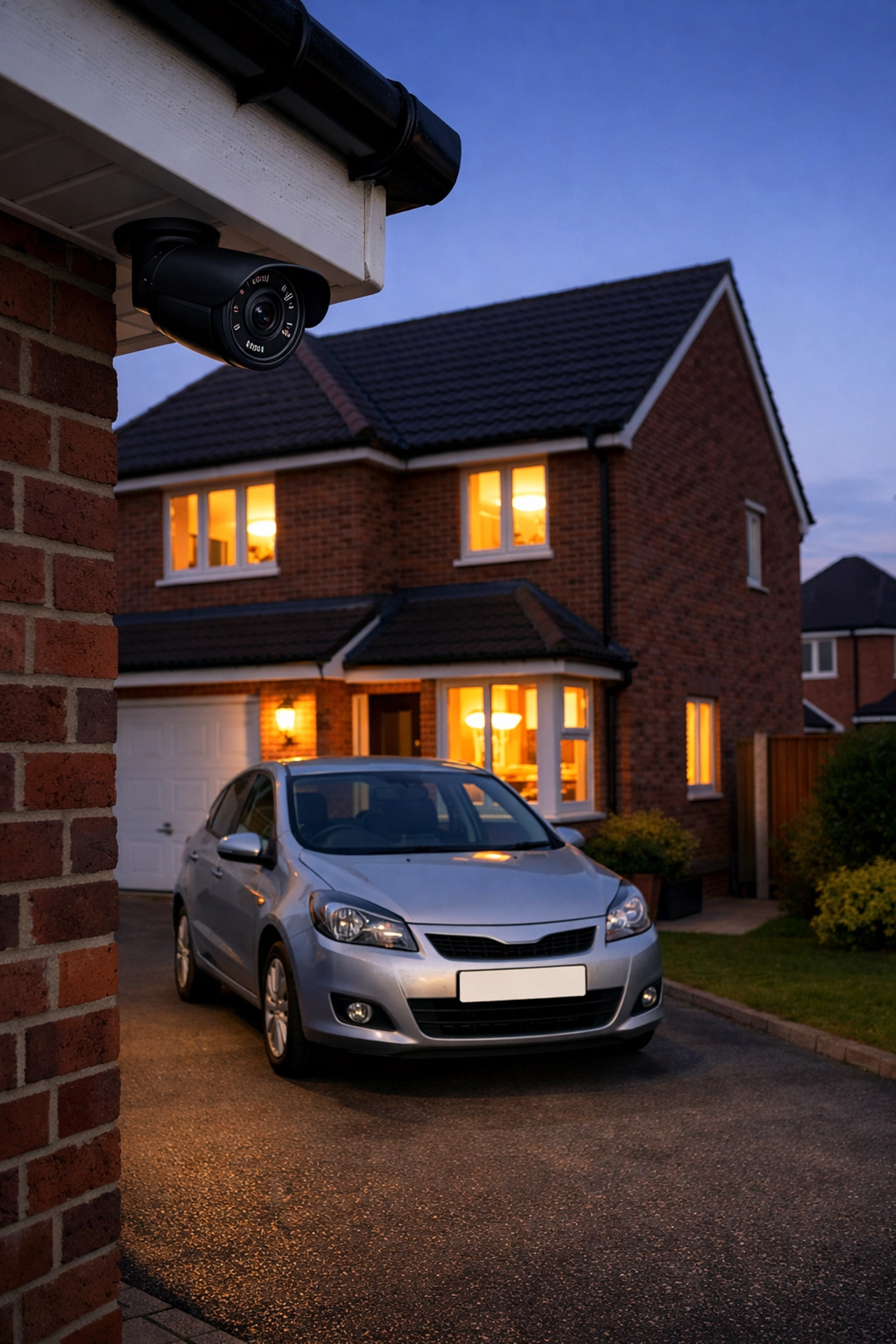 Professional CCTV installation on a Southampton home showing a sleek camera mounted on a brick exterior.