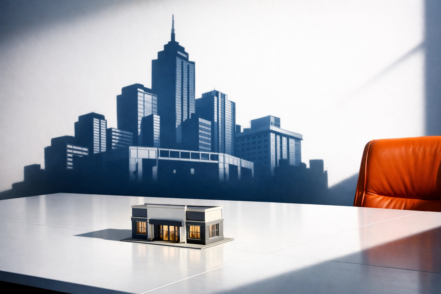 Small business model casting a large shadow representing true business valuation and ghost profit.