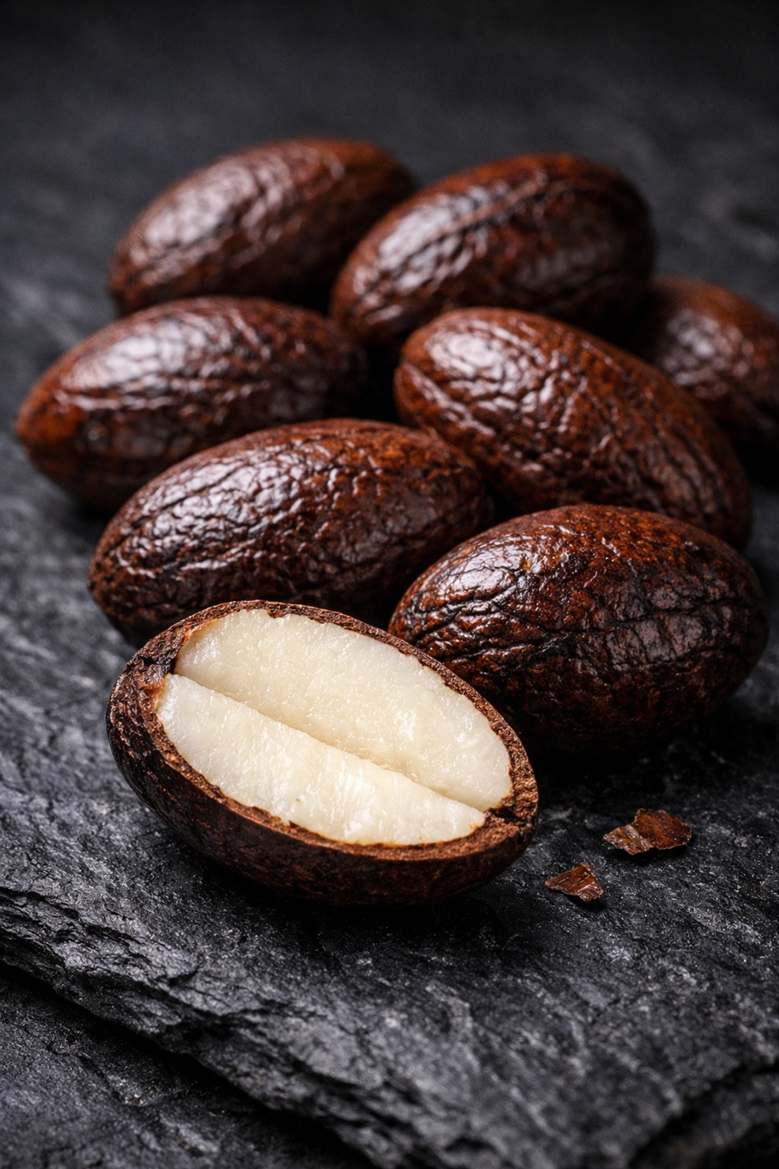 Premium bitter kola nuts, whole and sliced, showing the high-quality texture required for wholesale export.