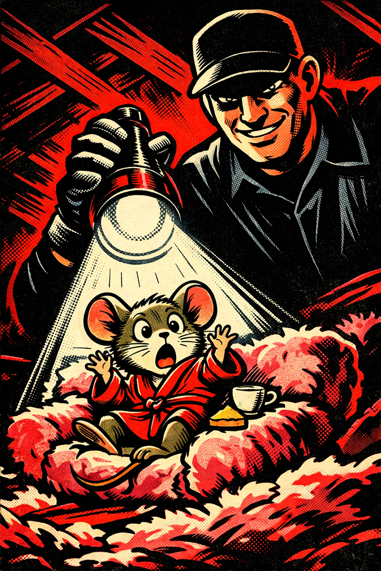 Professional rodent control technician spotting a mouse in home insulation in Jasper, AL.