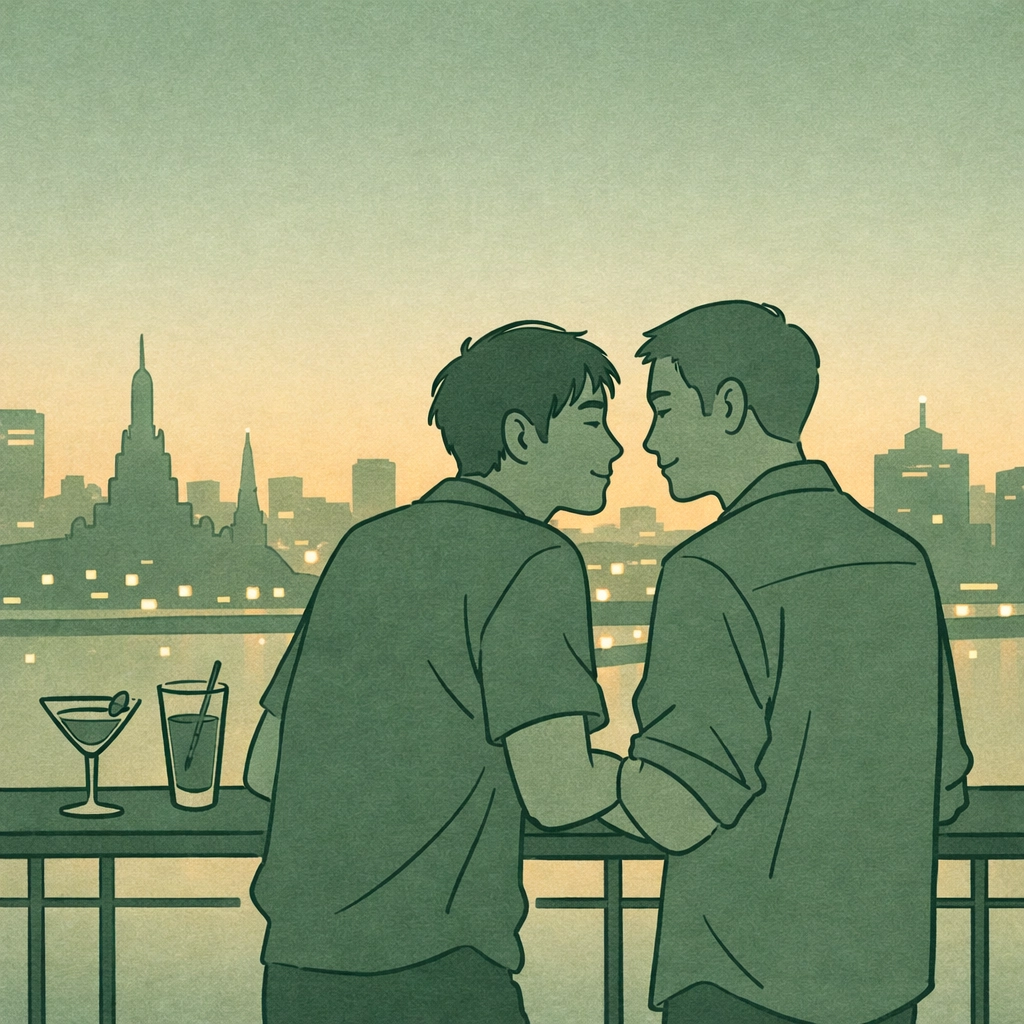 Two men find freedom at Bangkok rooftop bar in forbidden MM love story