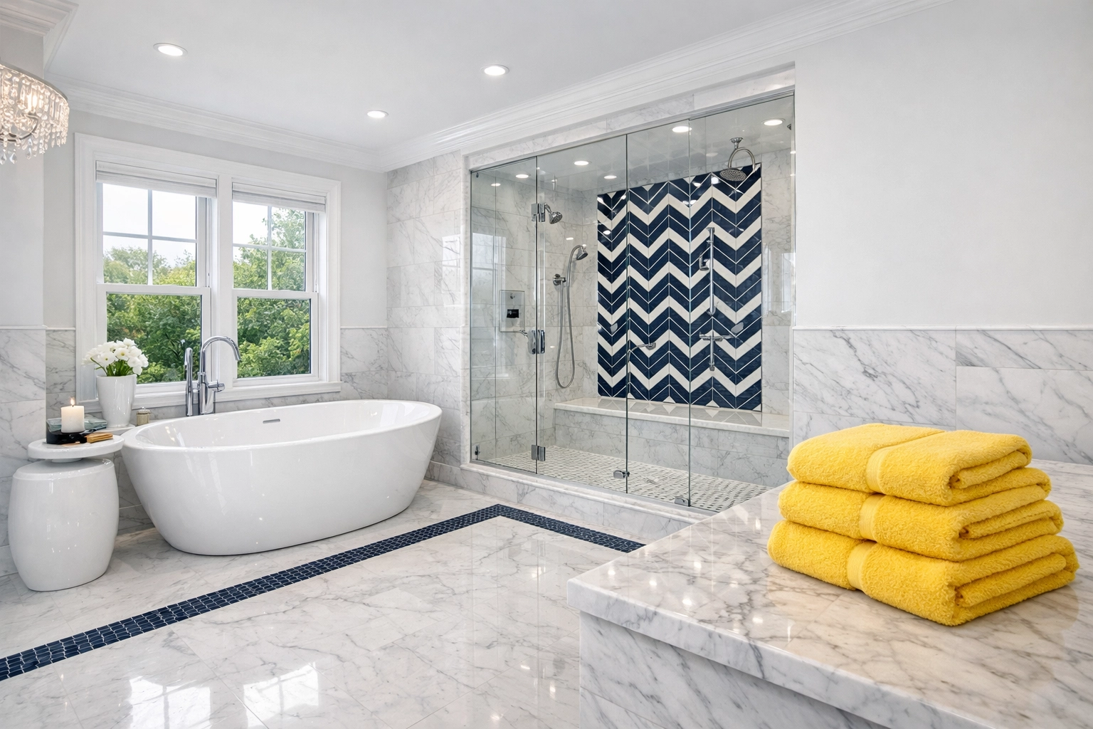 Spotless spa-like bathroom representing residential cleaning Massachusetts and Apartment Cleaning Boston standards.