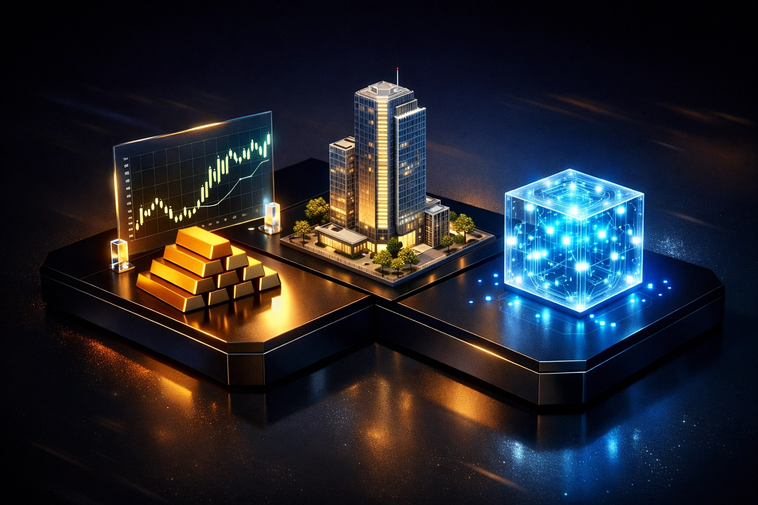 Visual representation of the 40/30/30 portfolio model including traditional, real estate, and digital assets.