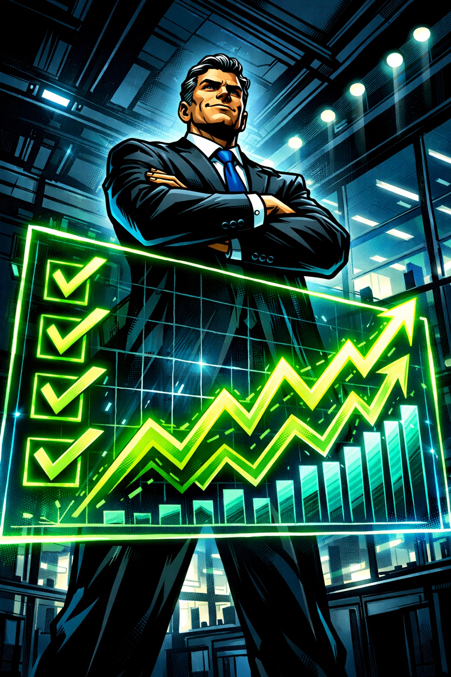 Business owner using an automated dashboard to track project progress and workflow status.