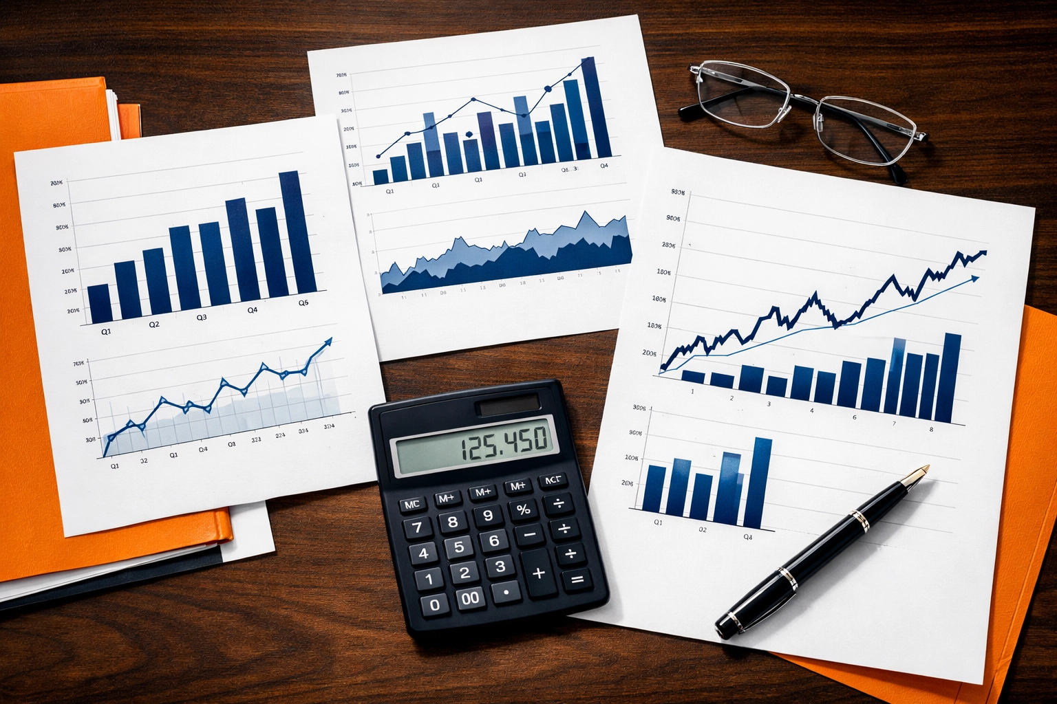Financial documents and charts showing business valuation metrics and analysis