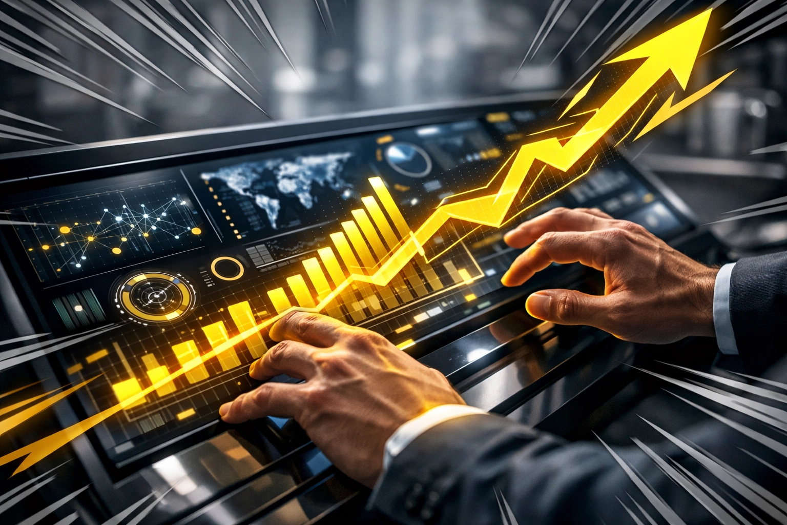 Data analyst monitoring Amazon ads management performance and scaling growth metrics on a digital console.