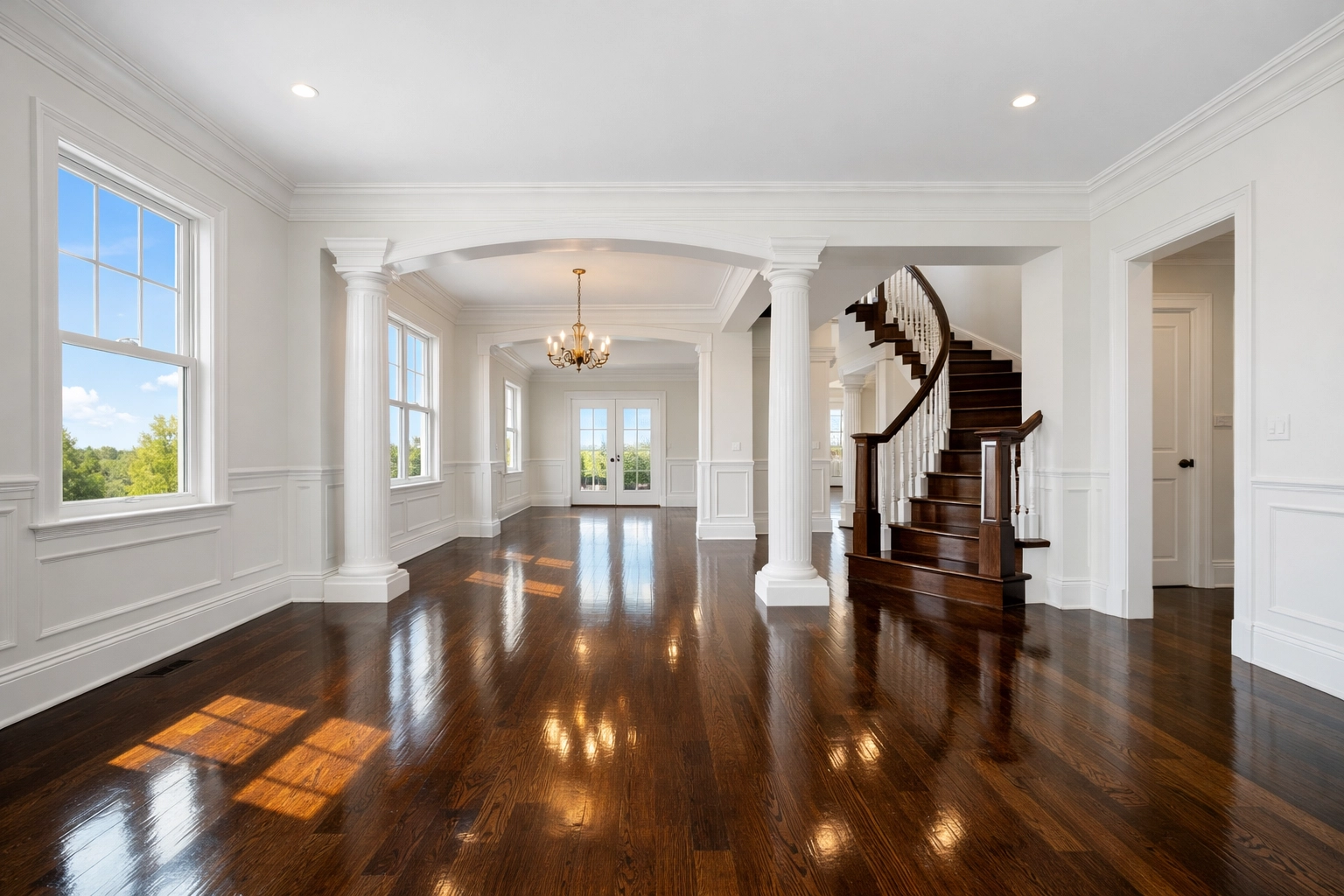 Pristine hardwood floors in a Hamilton home, deep cleaned and ready for a fresh start move-in.