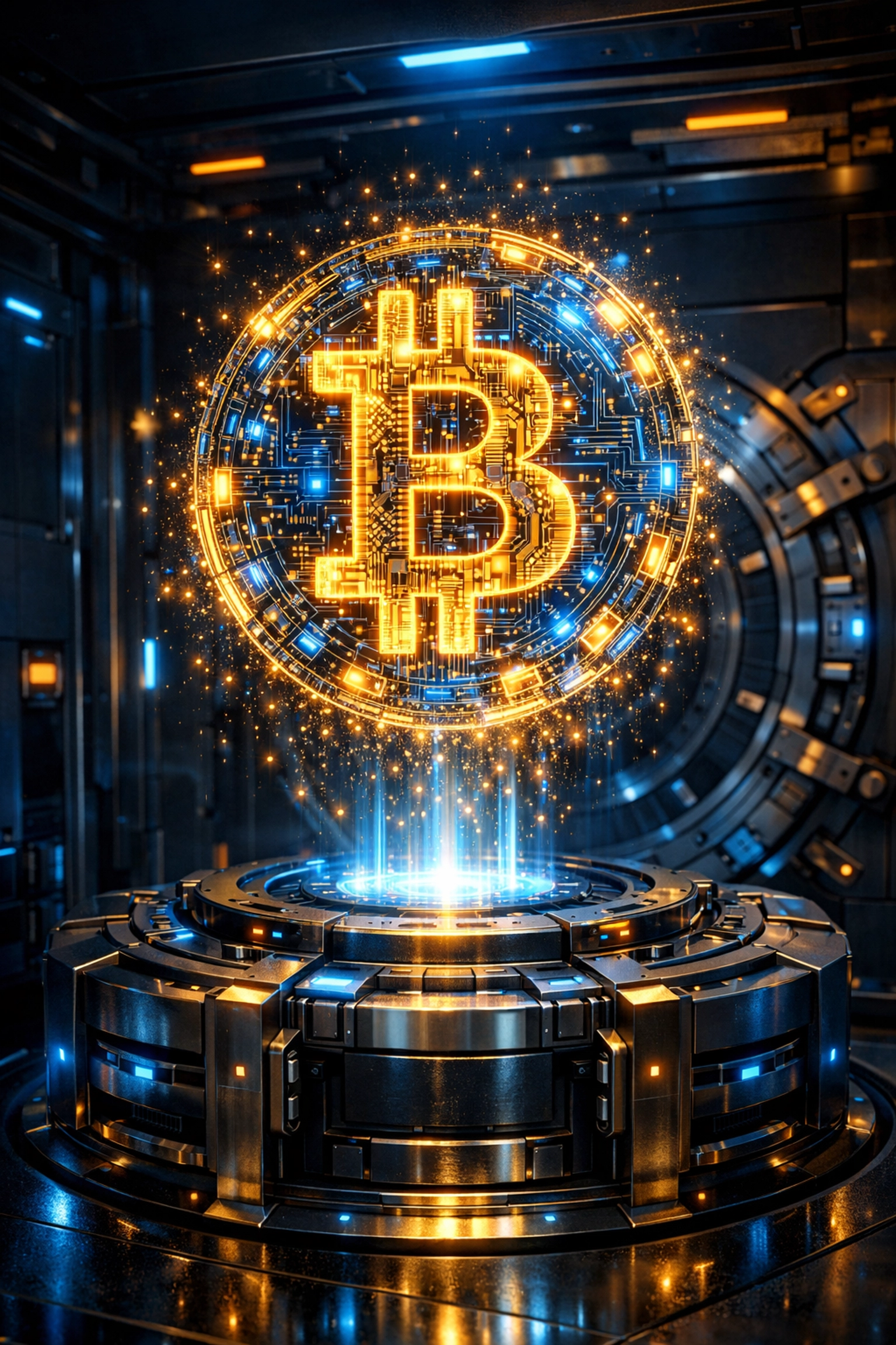 Secure Bitcoin vault representing institutional cryptocurrency custody solutions