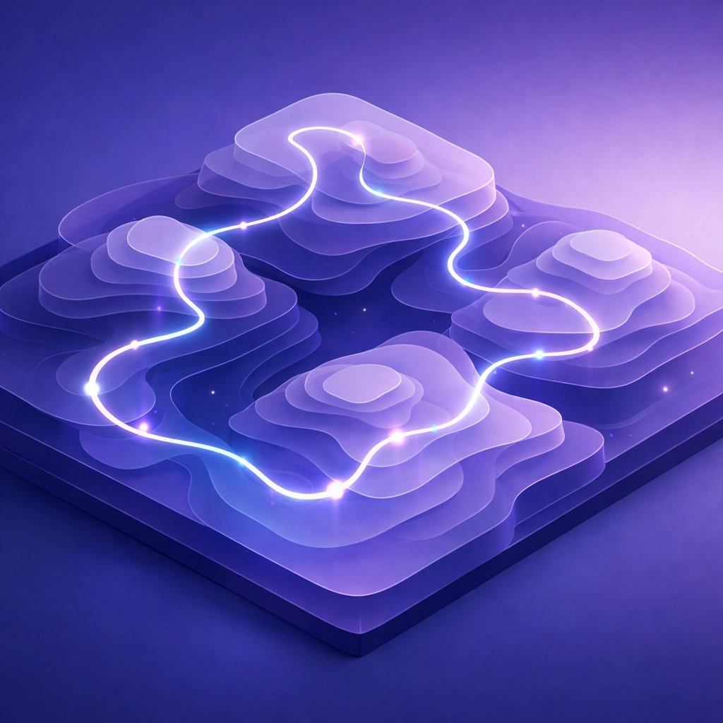 Abstract topographical map in blue and purple representing a boundary map for managing energy capacity.