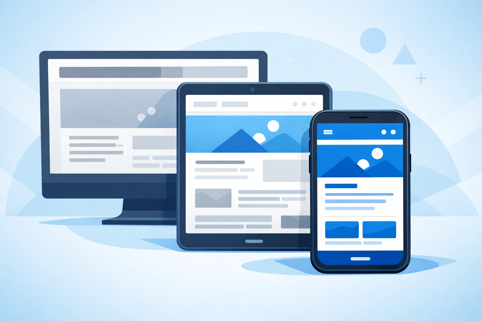 Mobile-first website loading across smartphone, tablet and desktop devices