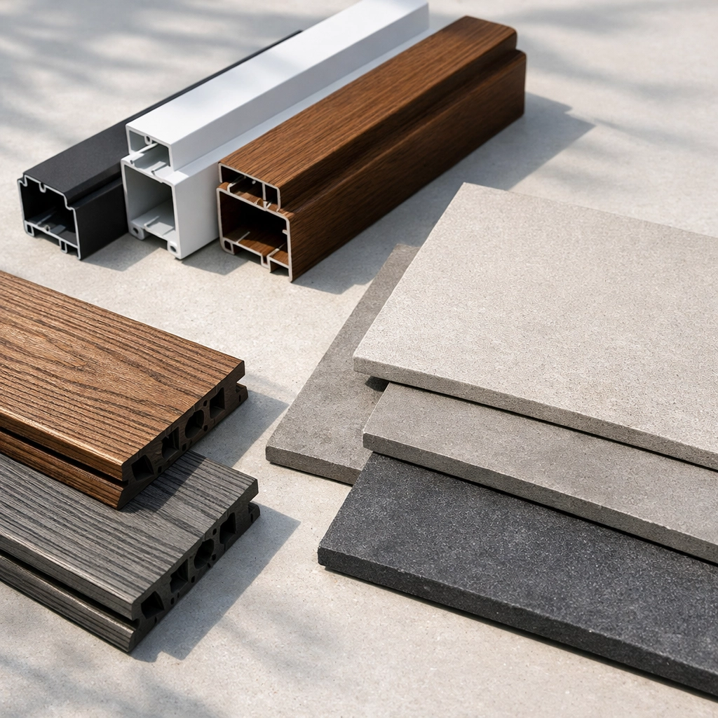 Hochwertige Materialien für Terrassenüberdachung: Aluminium-Profile und WPC-Dielen