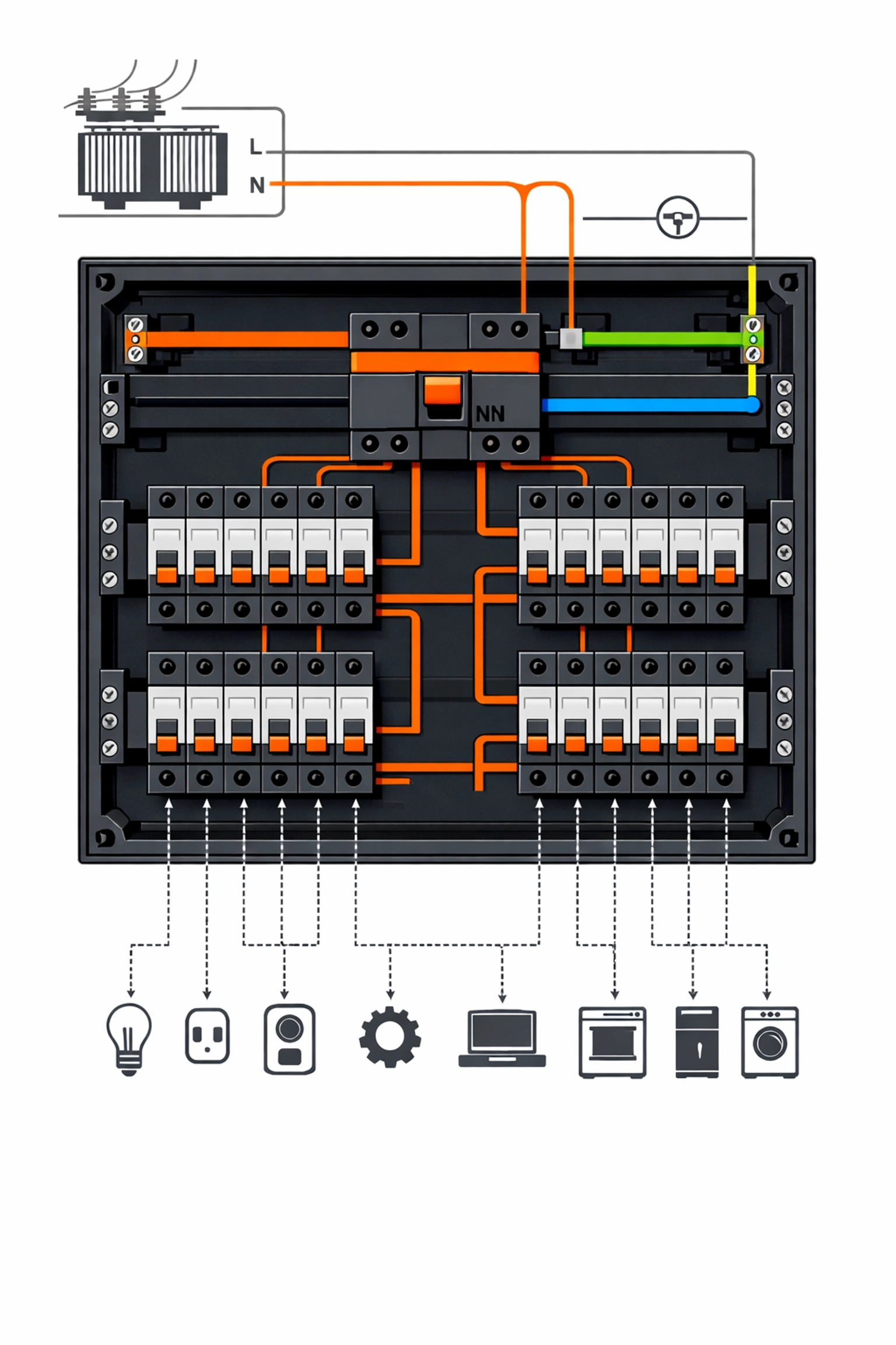 Elektrischer Verteiler mit Leitungsschutzschaltern für Wallbox-Netzanschluss in Wohnanlage Wien