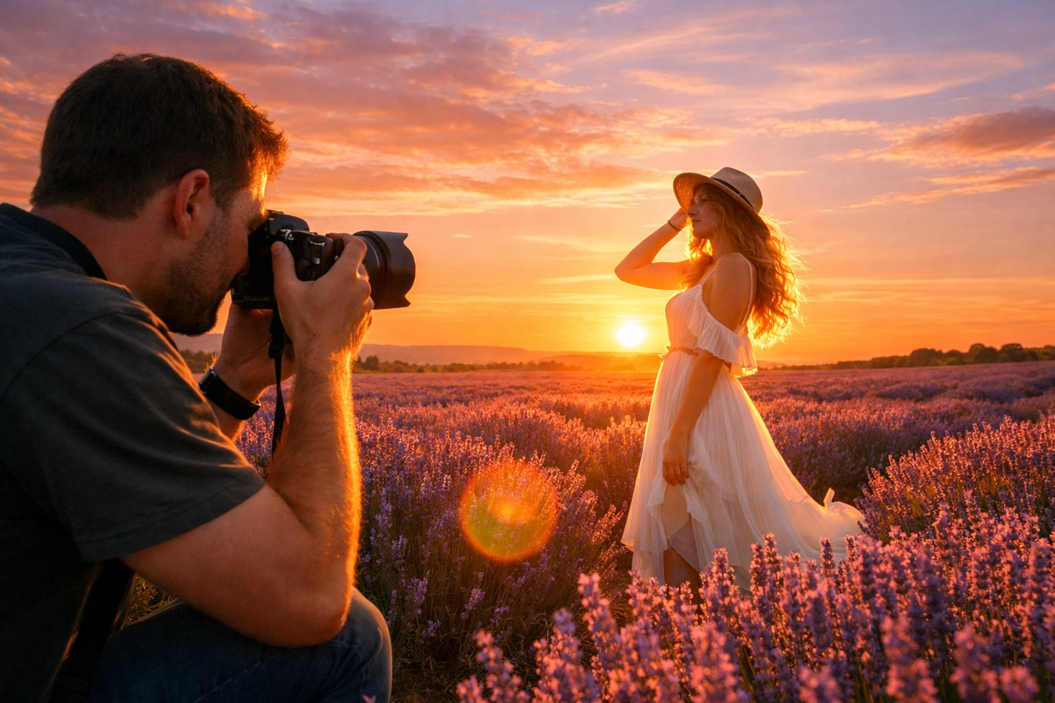 Mastering natural light photography with a backlit portrait session during golden hour.