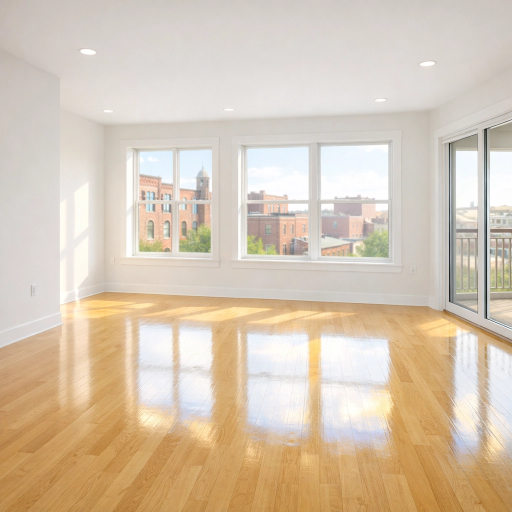 Empty apartment ready for tenants after a professional move-out cleaning Worcester service.