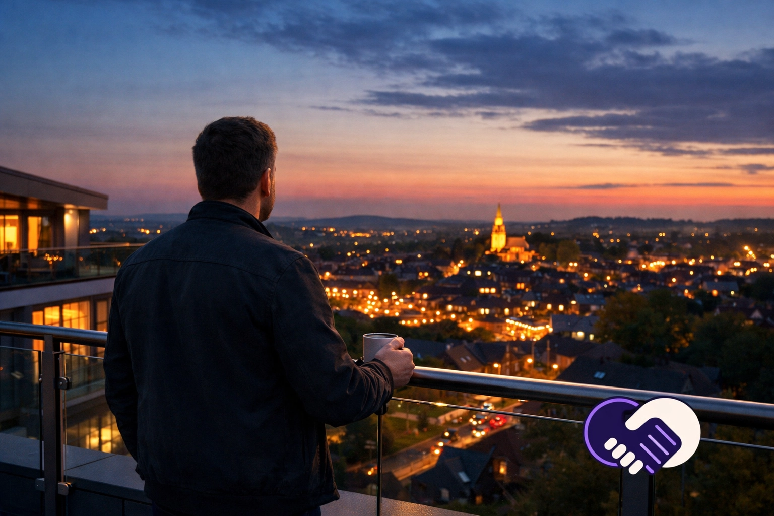 A peaceful Essex skyline view from a rooftop representing stress-free success through expert block management.