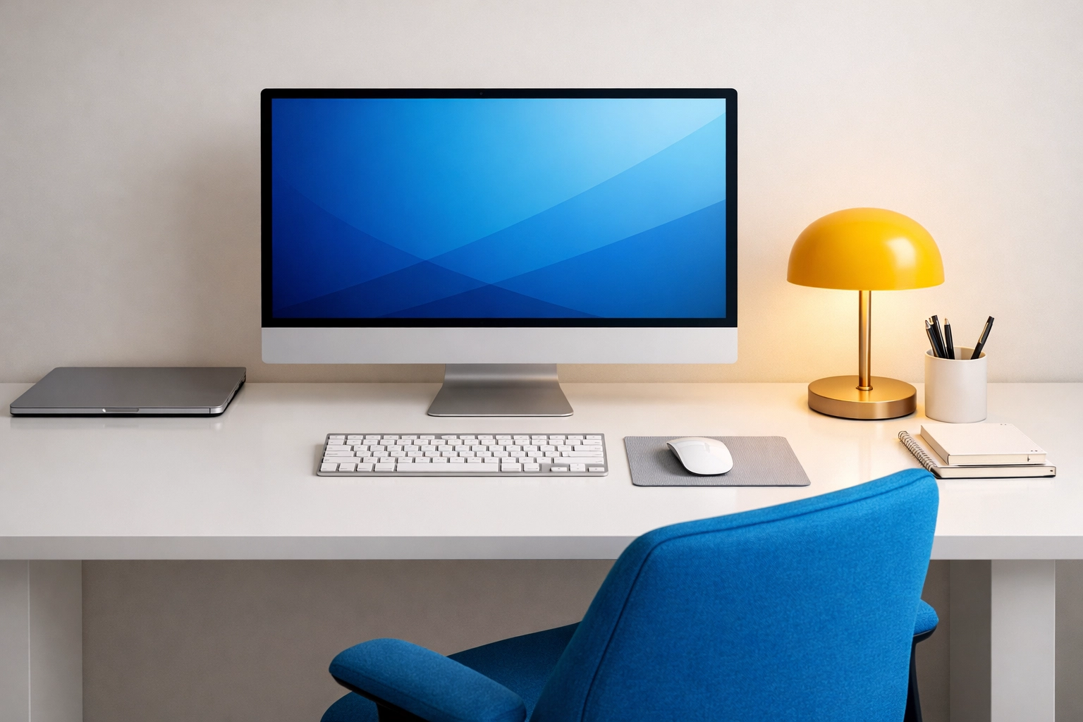 Spotless desk and minimalist workstation showing the detailed results of professional office cleaning in Pepperell.