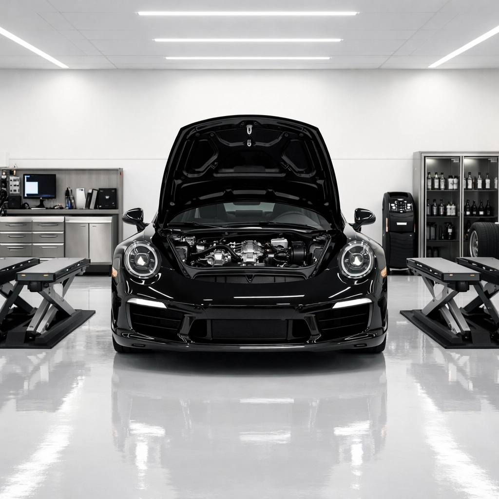 Pristine auto repair service bay illustrating the organized efficiency of a high-growth service firm.