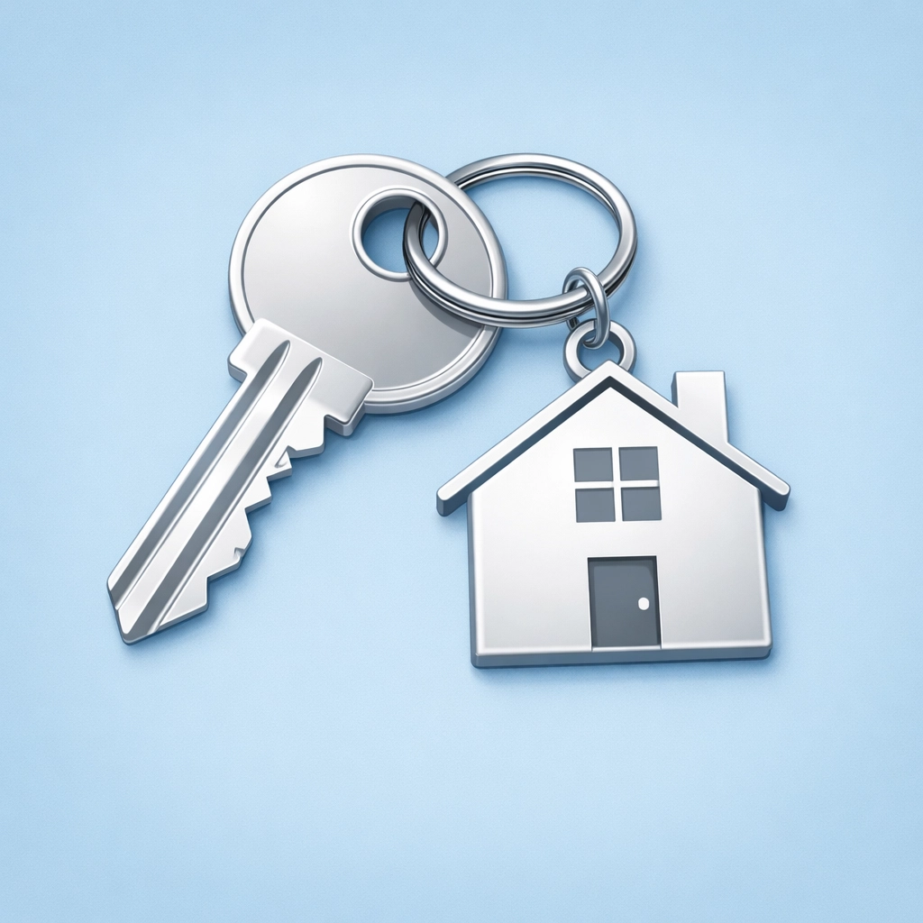 Llave de casa simbolizando el éxito al calificar a una hipoteca con buen crédito.