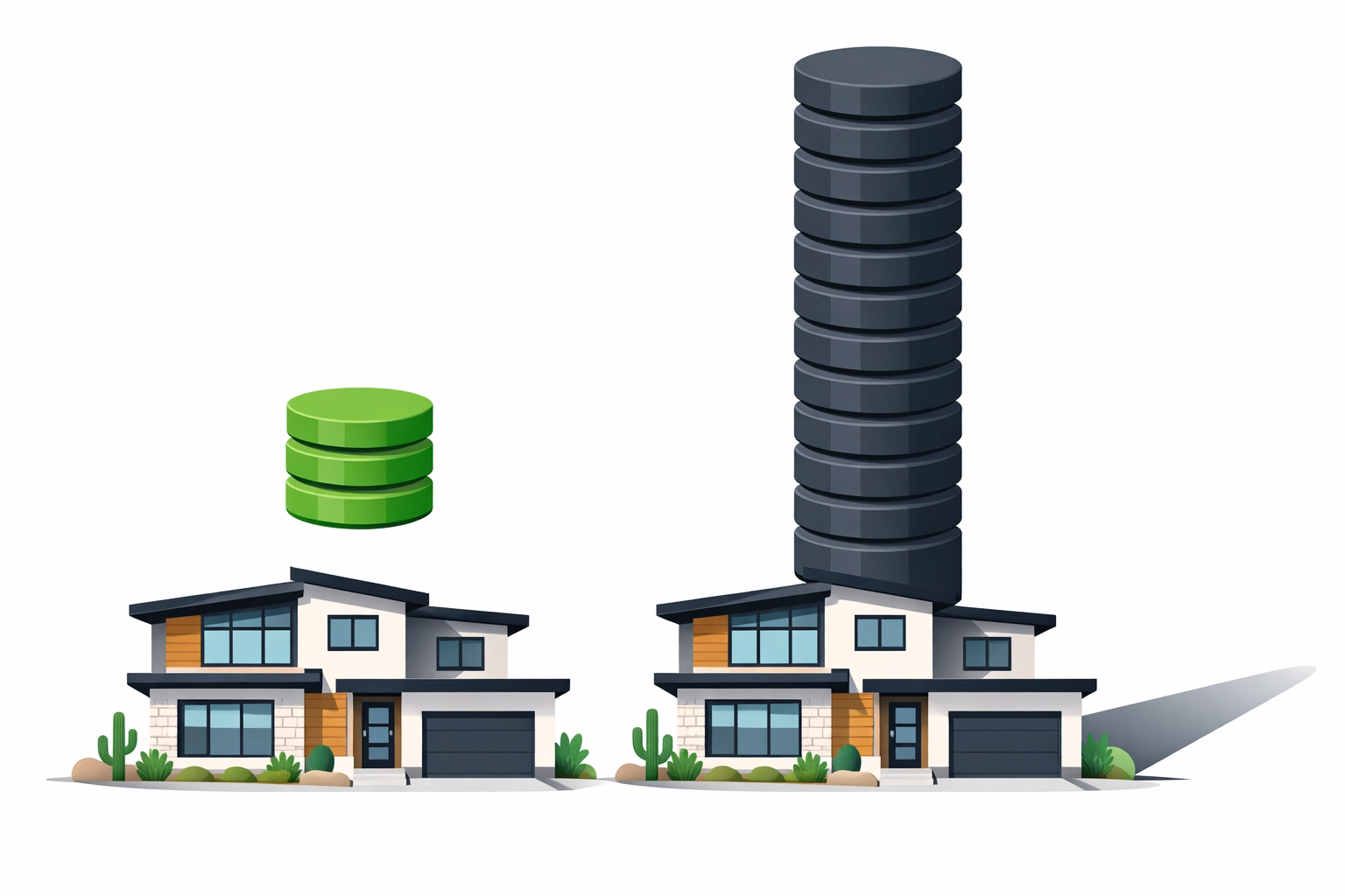 Illustration comparing a low flat fee property management phoenix rate with high percentage-based fees.
