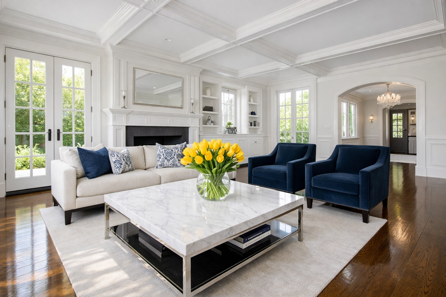 Pristine living room showing deep cleaning Wellesley MA and residential cleaning Massachusetts results.