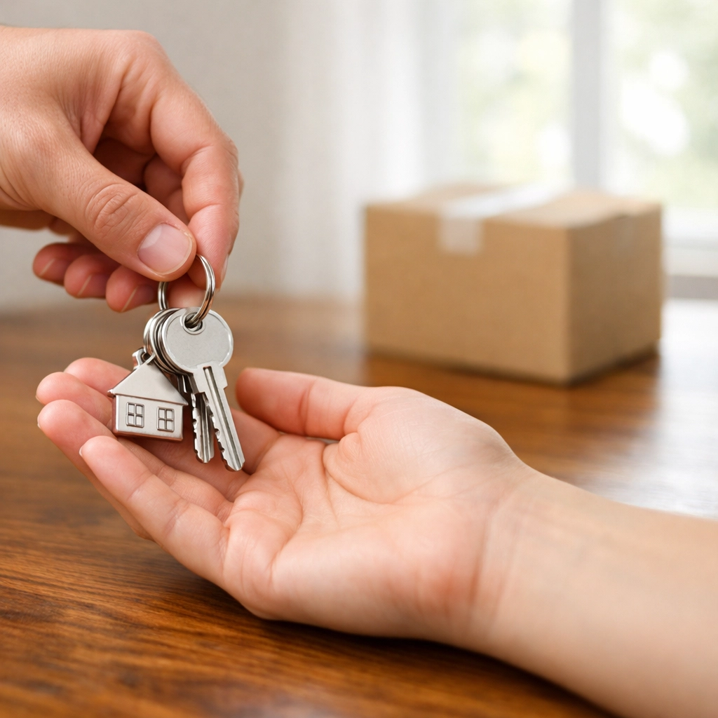 Keys handed over for a fast cash home sale in Raleigh, symbolizing a quick real estate transition.