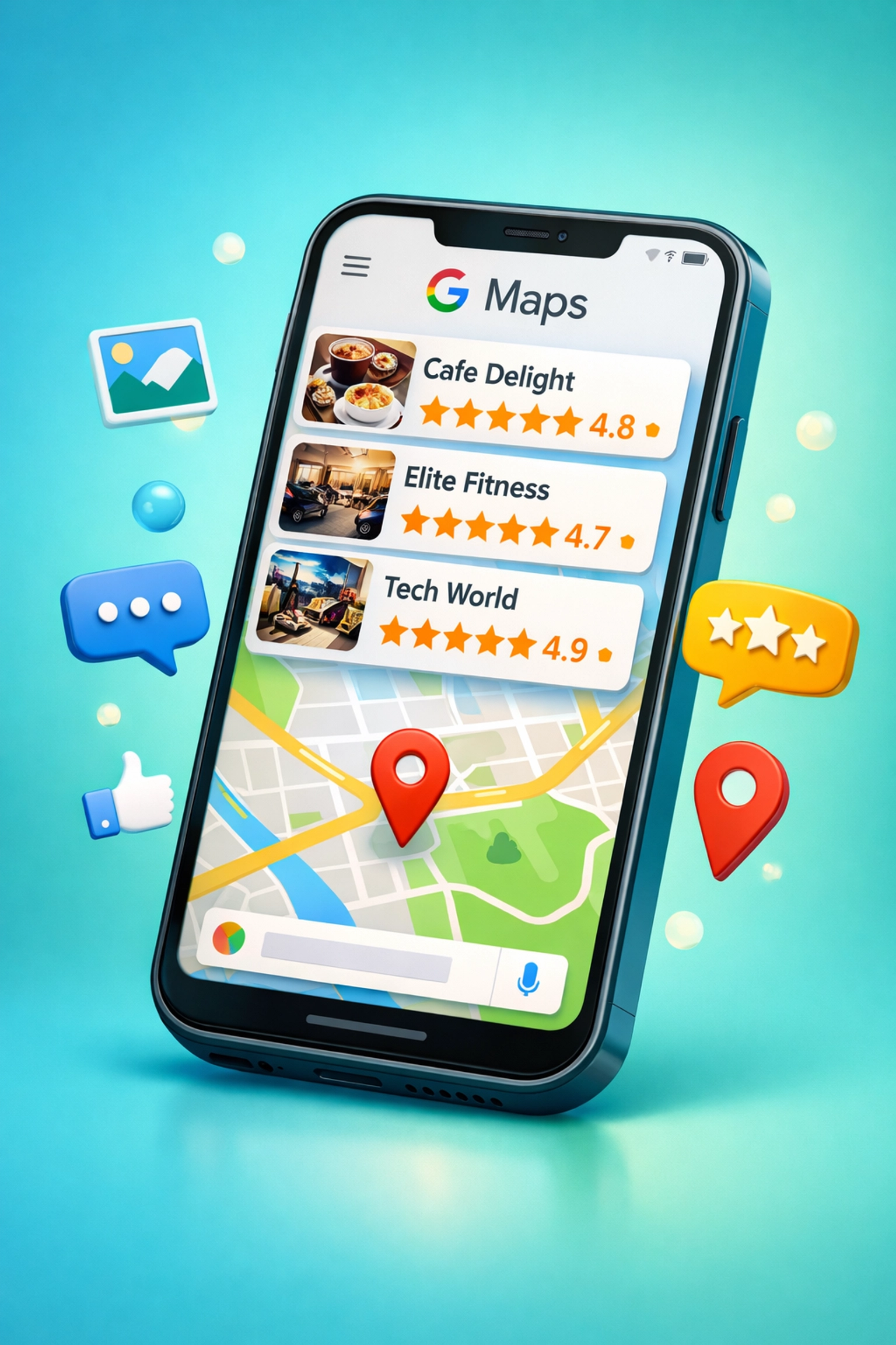 Google Maps s top 3 lokálními firmami a hodnocením zákazníků v Praze