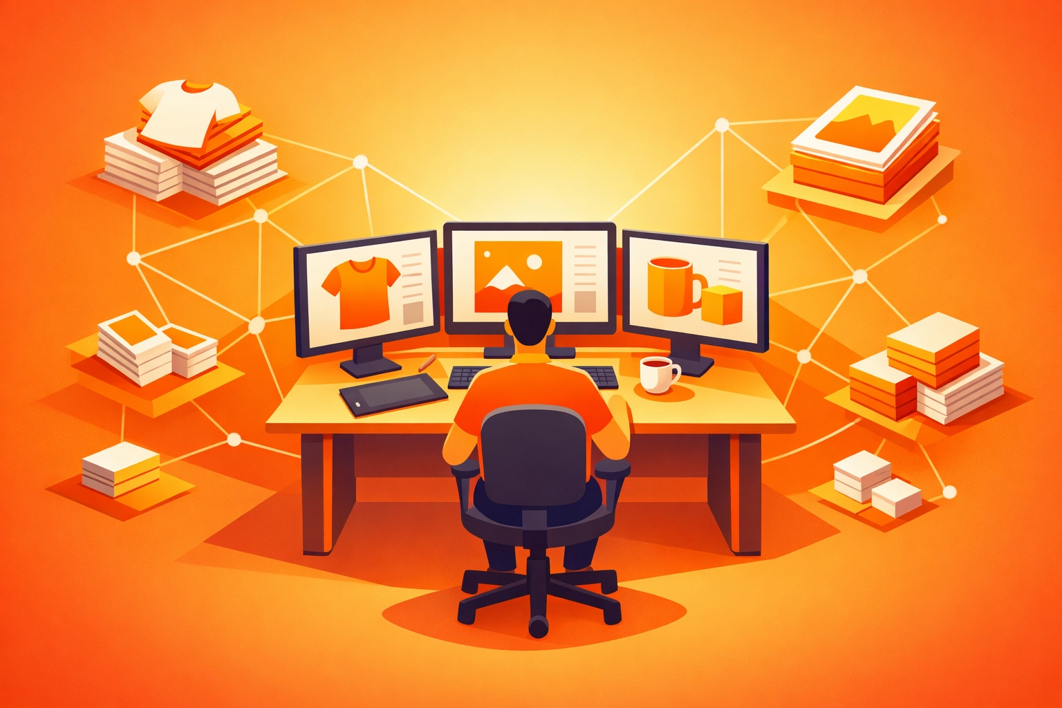 Designer workspace showing on-demand digital print production workflow