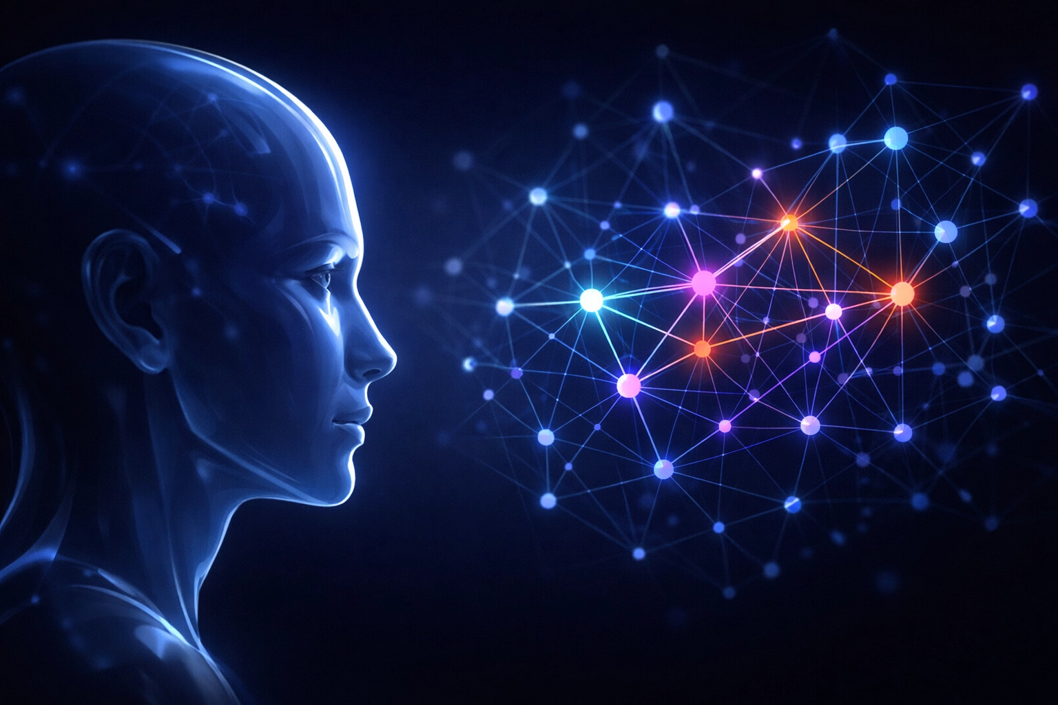 AI analyzing a glowing network of search intent to find high-converting customer niches.