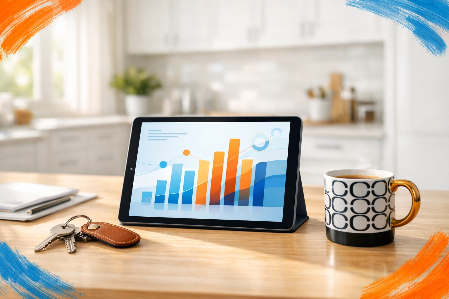 Home office setup with market data visualizations reflecting 2026 Buckeye housing market trends.