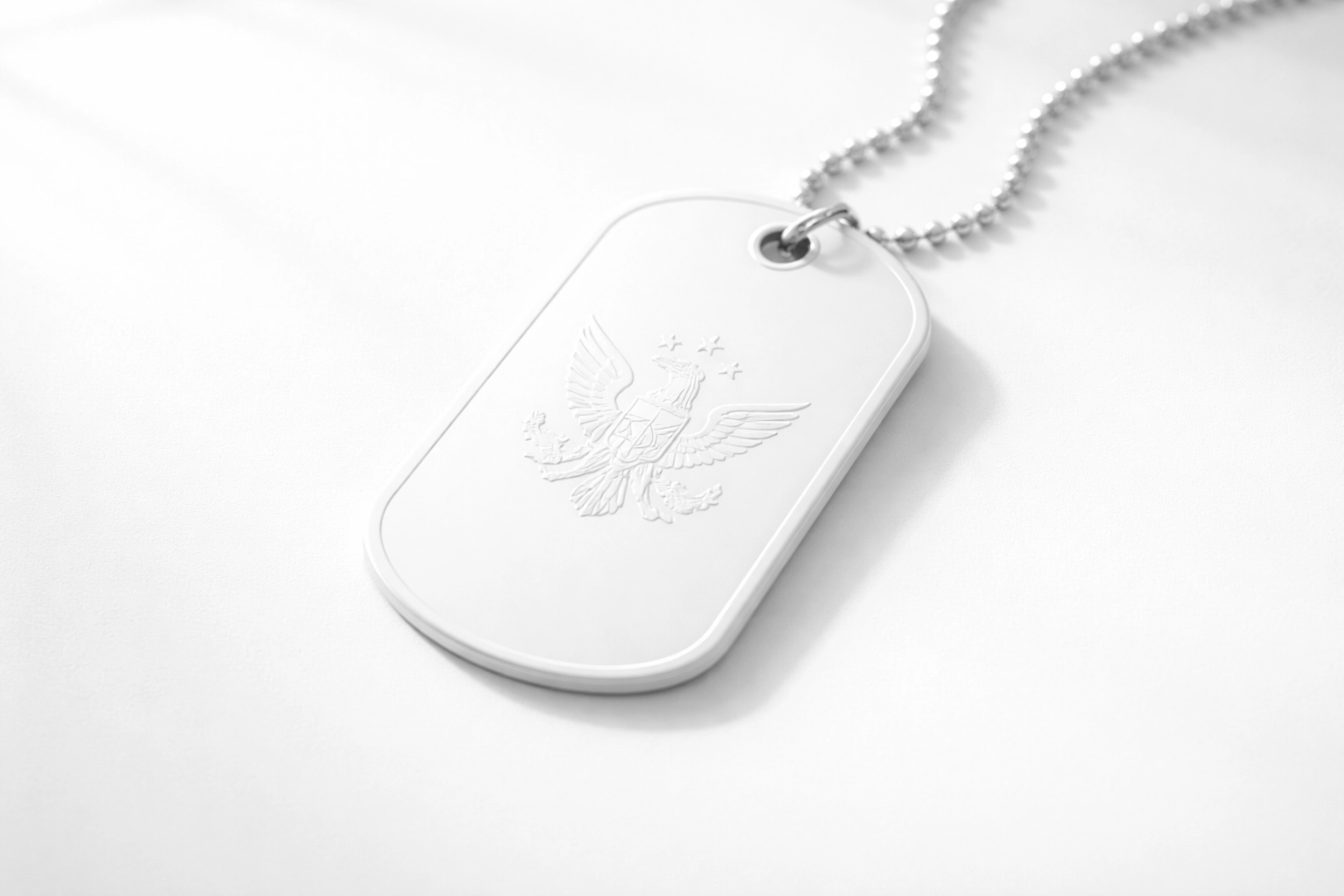 White military dog tag symbolizing expedited U.S. citizenship through honorable service during wartime