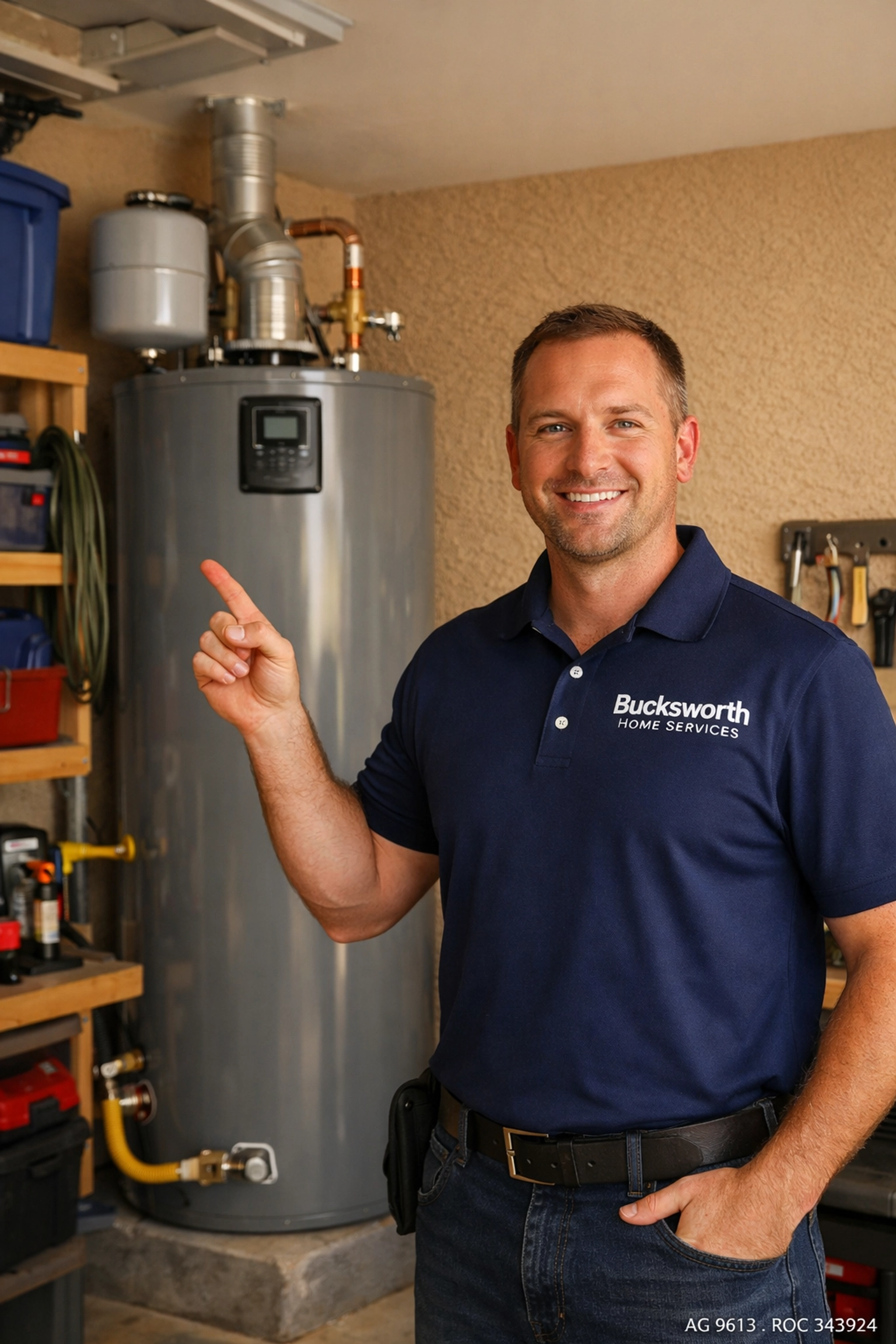 Professional water heater installation in Chandler by a Bucksworth Home Services plumbing expert.