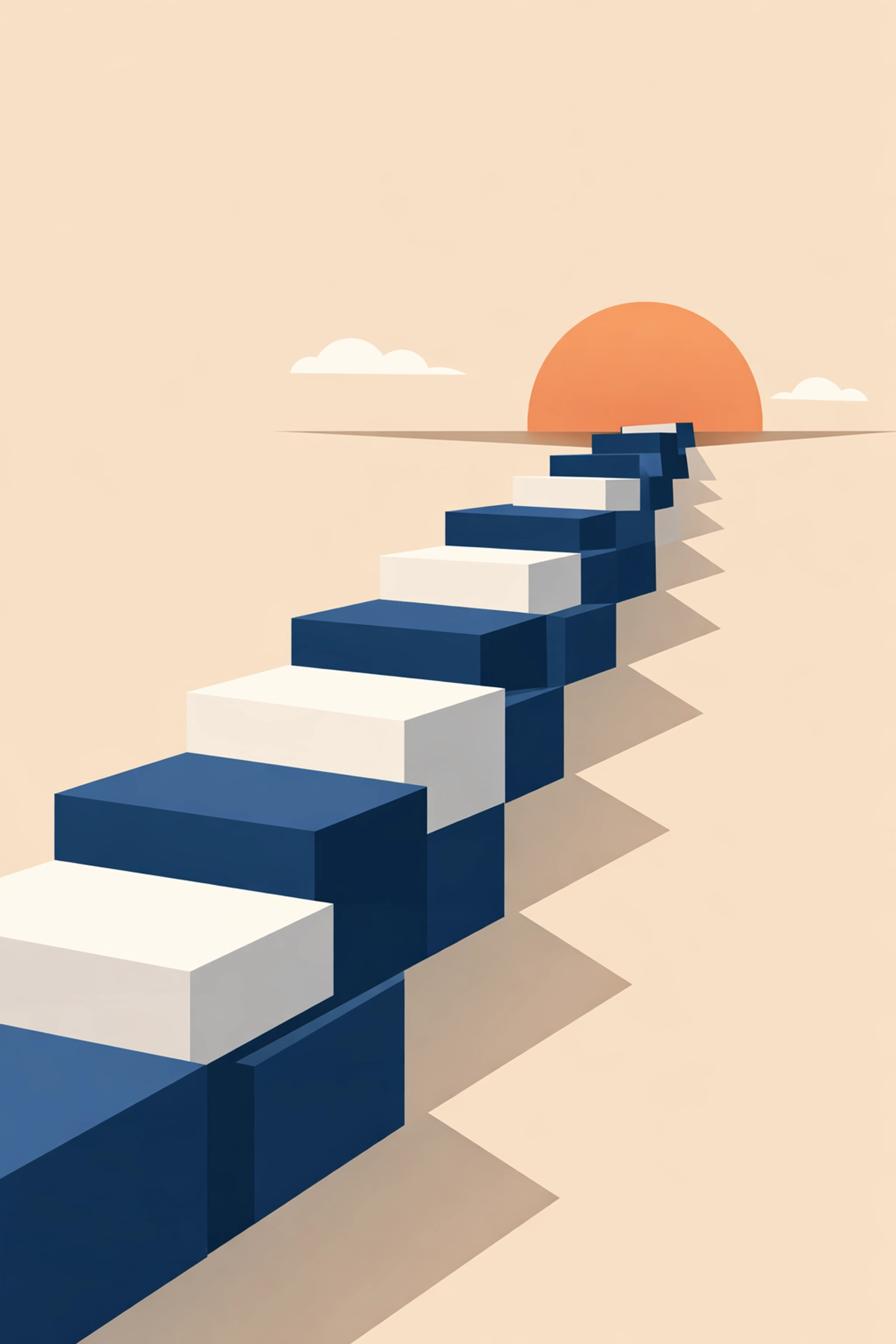 Ascending steps toward a digital horizon representing growth and the future of global finance.