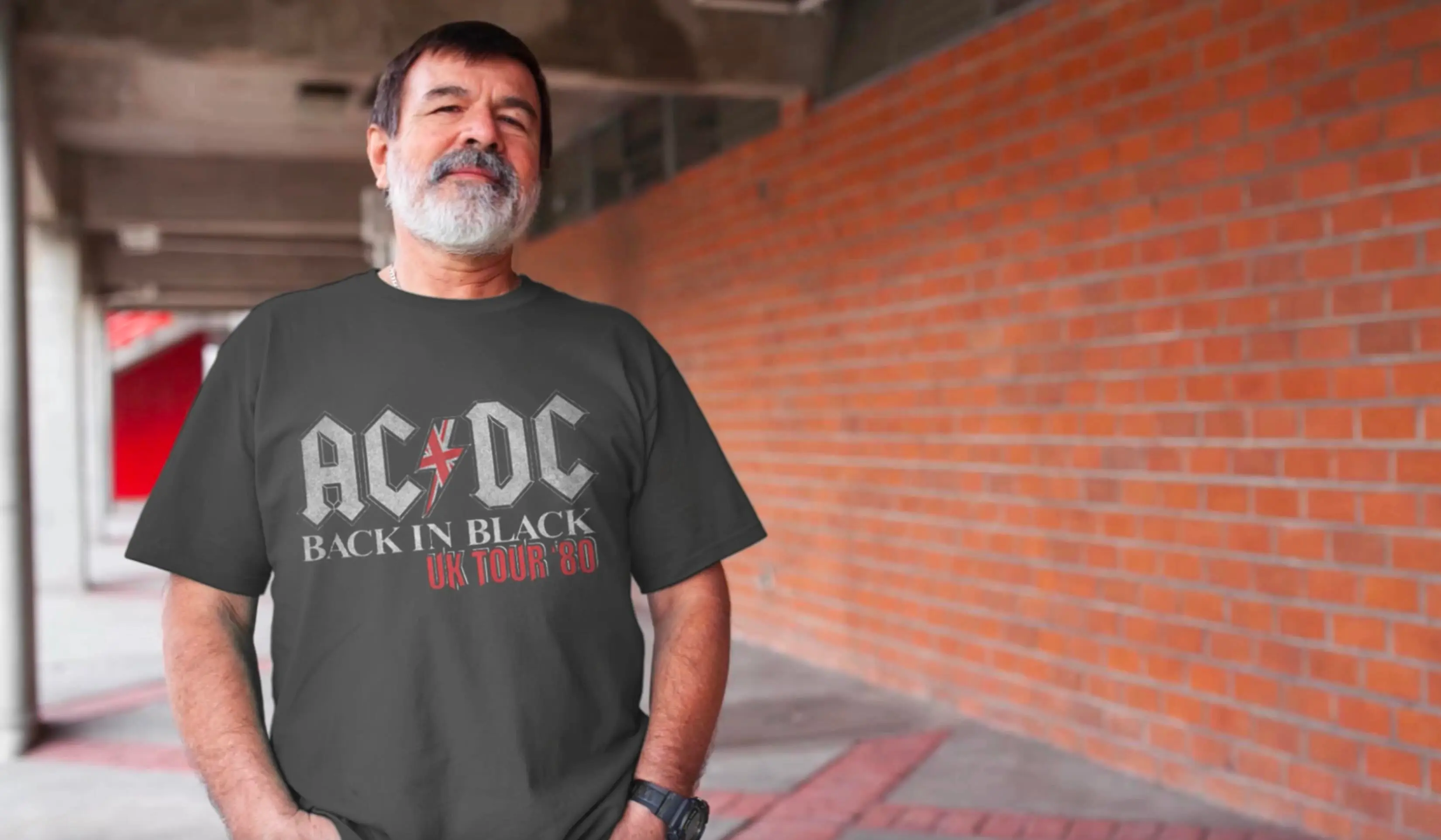 AC/DC 'Back in Black UK Tour '80' Graphic Tee Urban Model