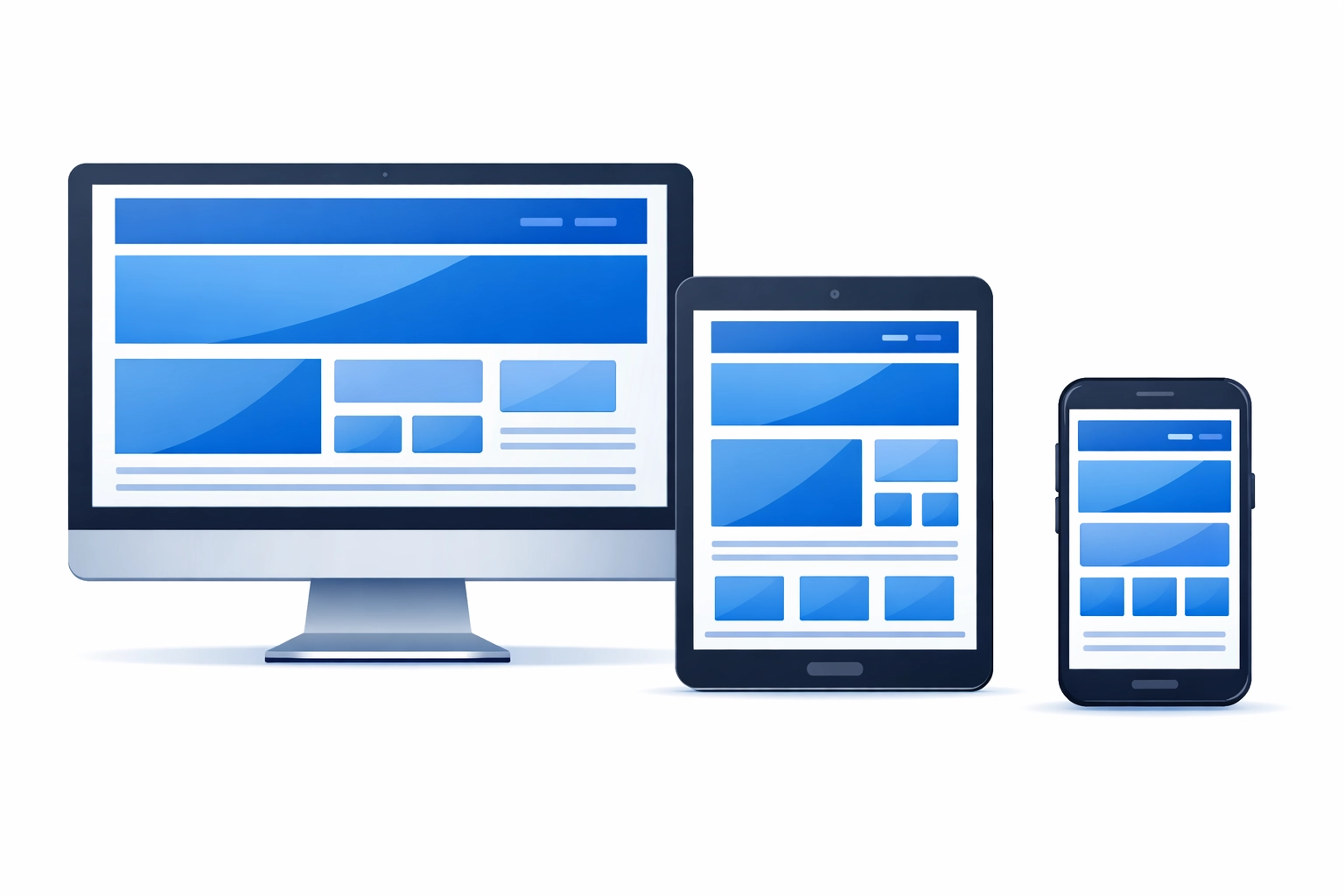 Responsive web design displayed across desktop, tablet, and mobile devices with consistent layout