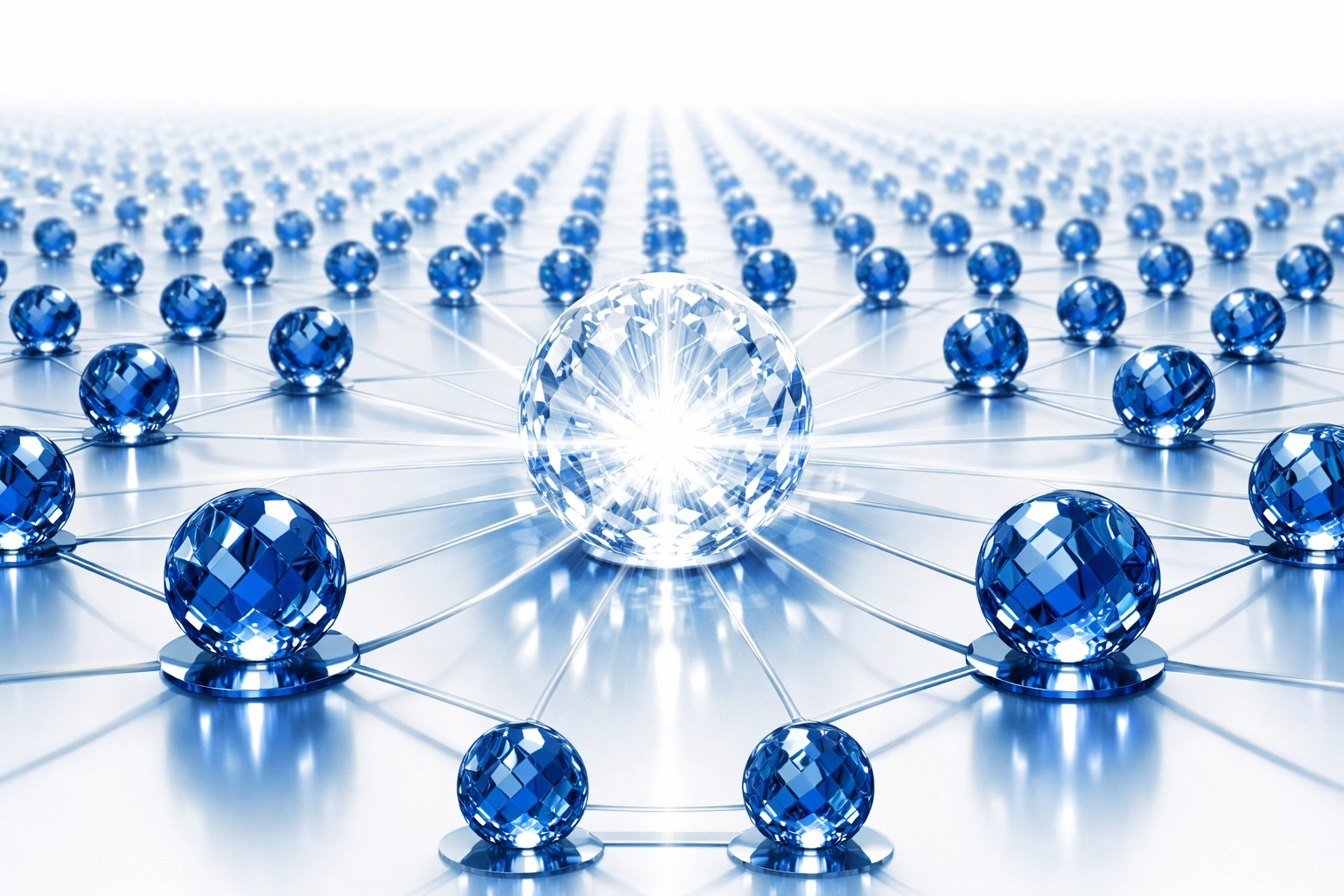 Interconnected network grid illustrating scalable white-label infrastructure for large franchise groups.
