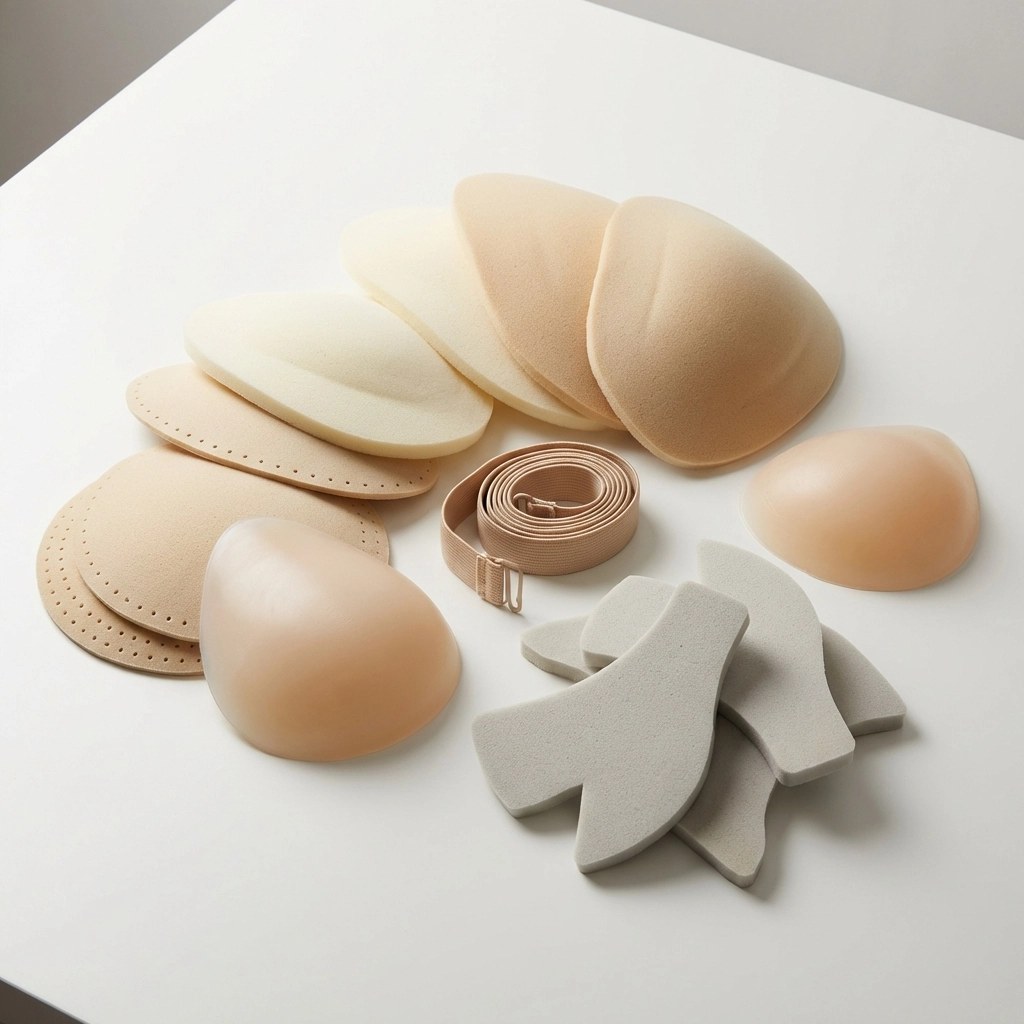 Professional drag padding materials: hip pads, breast forms, and foam pieces for body shaping