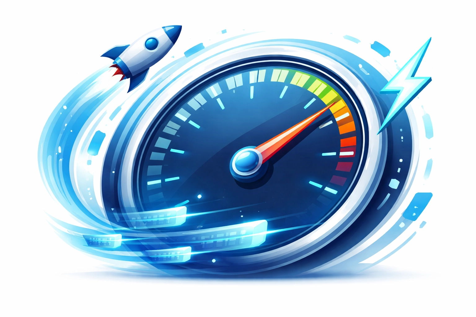 Website speed performance gauge showing optimal page load times for SEO success